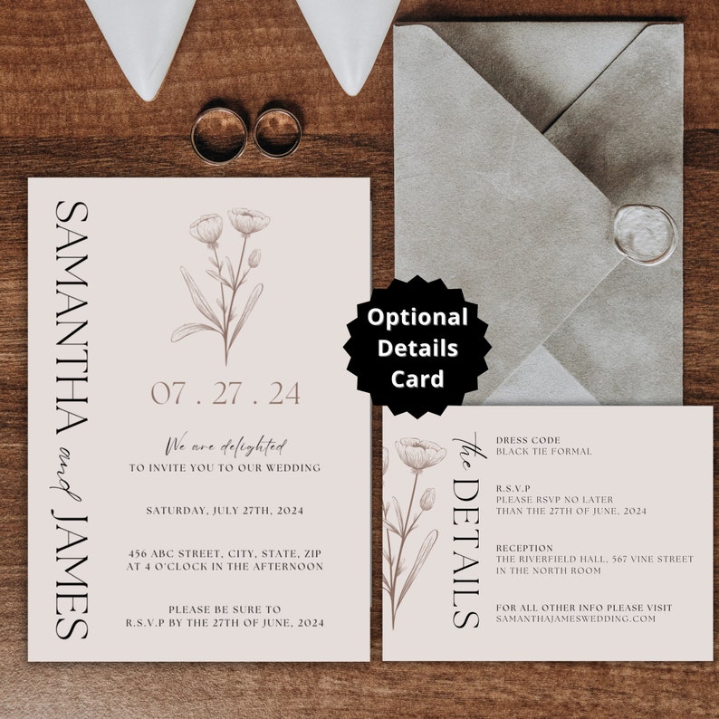 Boho Wedding Invitation Suite | Photo Wedding Invitation With QR Code ...
