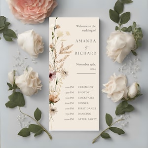 Wildflower Wedding Program Template | Printable Wedding Day Itinerary | Wedding Program Timeline | Wedding Ceremony Program Template