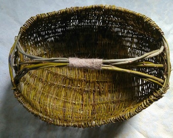 Large foraging basket rustic boho mushroom natural willow big basket with handle strong basket bohemian home decor farmer's market basket