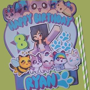 Aphmau cake, aphmau cake topper, aphmau birthday, aphmau for boys, aphmau party supplies, aphmau cupcakes, aphmau bday, aphmau cake topper