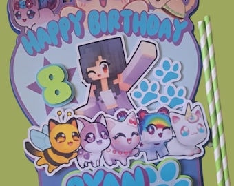 Aphmau cake, aphmau cake topper, aphmau birthday, aphmau for boys, aphmau party supplies, aphmau cupcakes, aphmau bday, aphmau cake topper