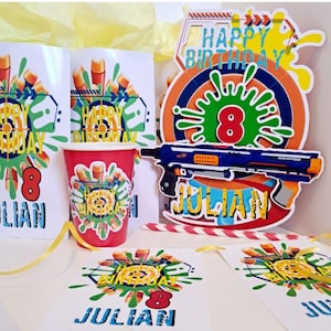 Nerf party, nerf birthday, nerfzone party, boys slime party supplies, cute nerf party ideas, Dart war party, dart battle party, nerf cakes