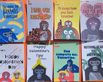 Gorilla Tag Valentines, Gorilla tag cards, gorilla tag vday cards, monkey tag valentines, gorilla tag, gorilla tag shirt, gorilla tag invite