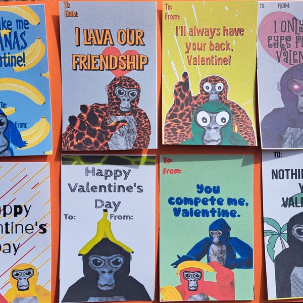 Gorilla Tag Valentines, Gorilla tag cards, gorilla tag vday cards, monkey tag valentines, gorilla tag, gorilla tag shirt, gorilla tag invite