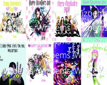 Demon Slayer Digital download, demonslayer valentines,diy demonslayer cards, demon slayer vday cards, demon slayer invites, anime valentines
