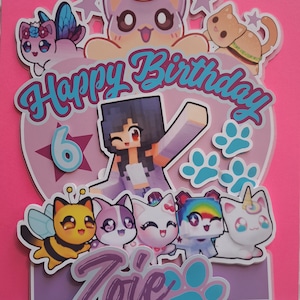 Aphmau cake topper, aphmau cake, girly aphmau party, aphmau party supplies, aphmau birthday, meemeow birthday, aphmau cakes, aphmau party,