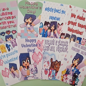 Aphmau Valentines, Aphmau cards, aphmau invites, meemeow valentines, aphmau vday, aph vday cards, aphmau party supplies, aphmau bday, aphmau