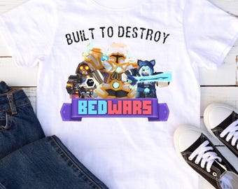 Bedwars shirt, bedwars party, bedwars cake topper, bedwars backpacks, bedwars plushies, bedwars tshirts, girly bedwars