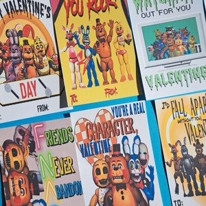 San Valentino FNAF, cartoline fnaf vday, cinque notti a Freddys Valentines, inviti fnaf, cartoline di classe fnf, compleanno fnaf, peluche fnf, festa fnaf