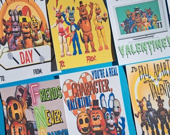 FNAF valentines, fnaf vday cards, five nights at freddys valentines, fnaf invites, fnf class cards, fnaf birthday,, fnf plushies, fnaf party