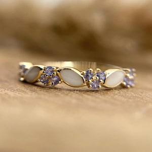 Almond and Birthstone Keepsake Ring | Memorial Jewelry | Sterling Silver, Rose Gold, 10K 14K | Gift for Mom image 1