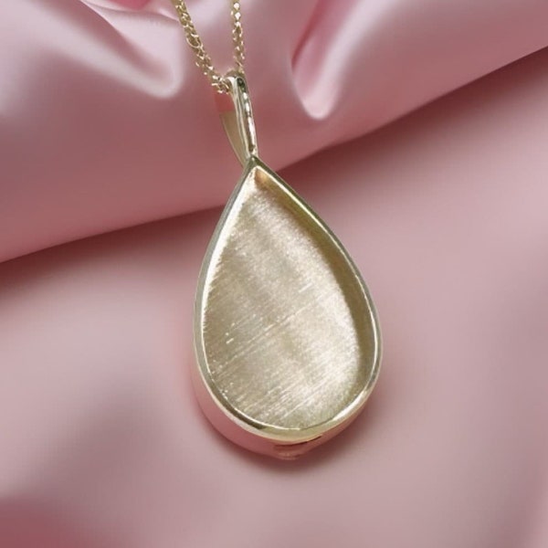 Solid Gold Breastmilk Teardrop Pendant Setting Breastmilk pendant,Breastmilk jewelry Resin Memory Jewelry, Ash, Solid 10k 14K 18K Gold DIY