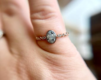 Wedding Fabric Memory Ring | Oval Bezel | Sterling Silver Memorial Keepsake | Wedding Gift |