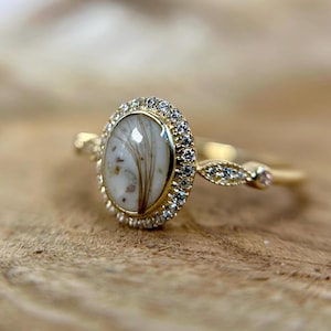 Halo Oval Ring, Breastmilk ring, Breastmilk Jewelry Resin Memory Jewelry, Ash Ring, 925 Sterling Silver, Solid 10k 14K 18K Gold DIY Band