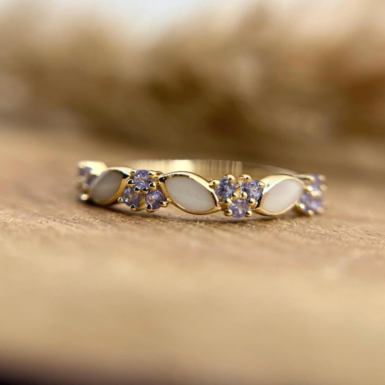 Almond and Birthstone Keepsake Ring | Memorial Jewelry | Sterling Silver, Rose Gold, 10K 14K | Gift for Mom image 1
