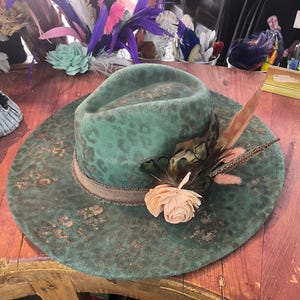 Teal Felt + Feather Hat Bar Rancher with Rustic Band and Feather Accent Nashville, get ready to elevate your trip with Rancher Hat  main image 3