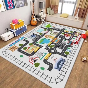 Kids Town Map Auto-Spielmatte - rutschfestes, leicht zu reinigendes, faltbares Straßendesign