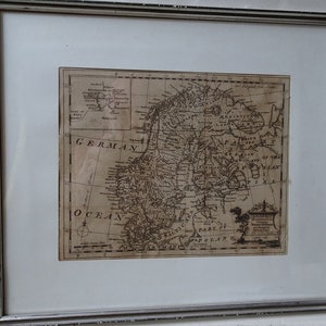 Landkarte Kupferstich Scandinavia Eman Bowen 1790 gerahmt unter Glas