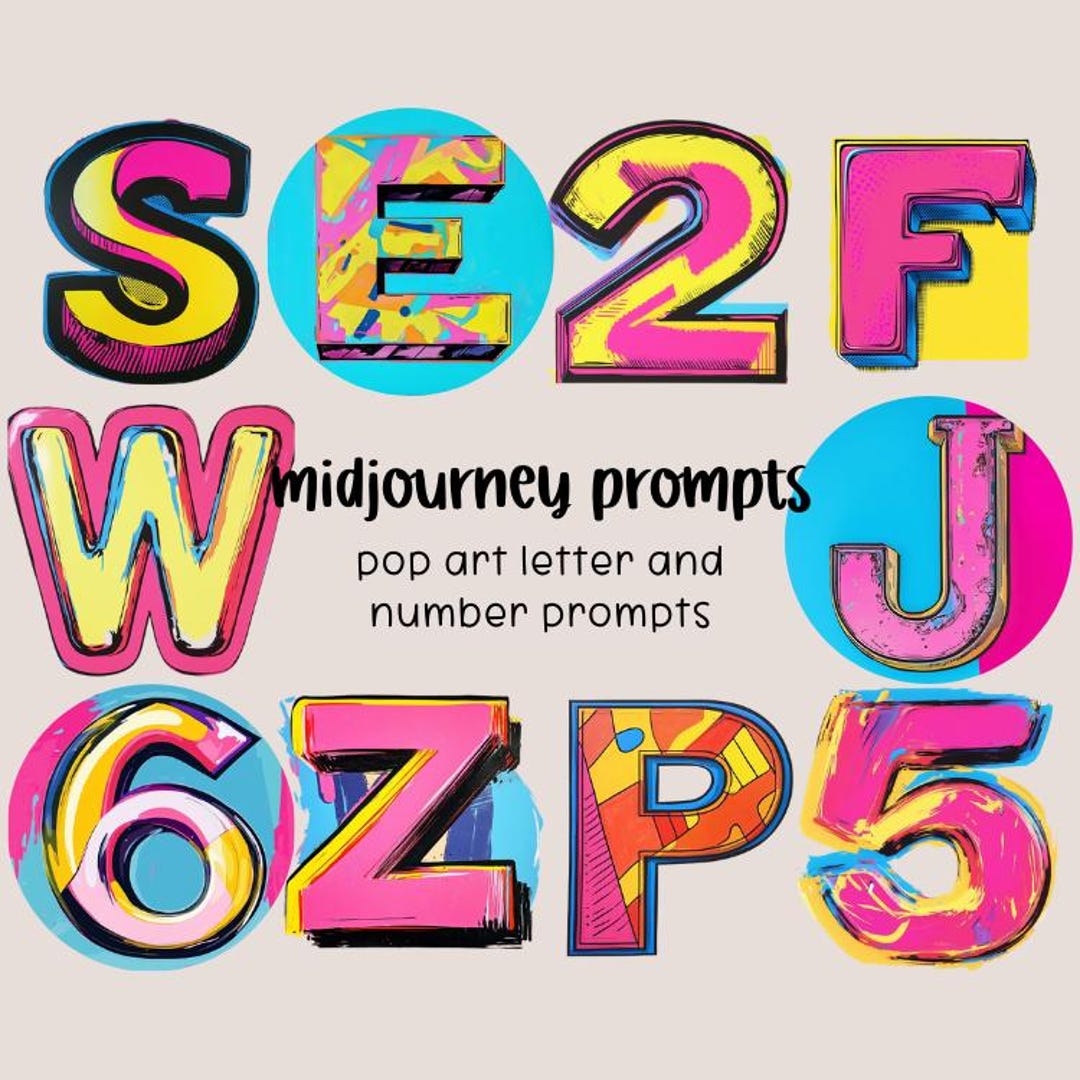 Midjourney AI Prompts for Pop Art Style Lettering - Etsy