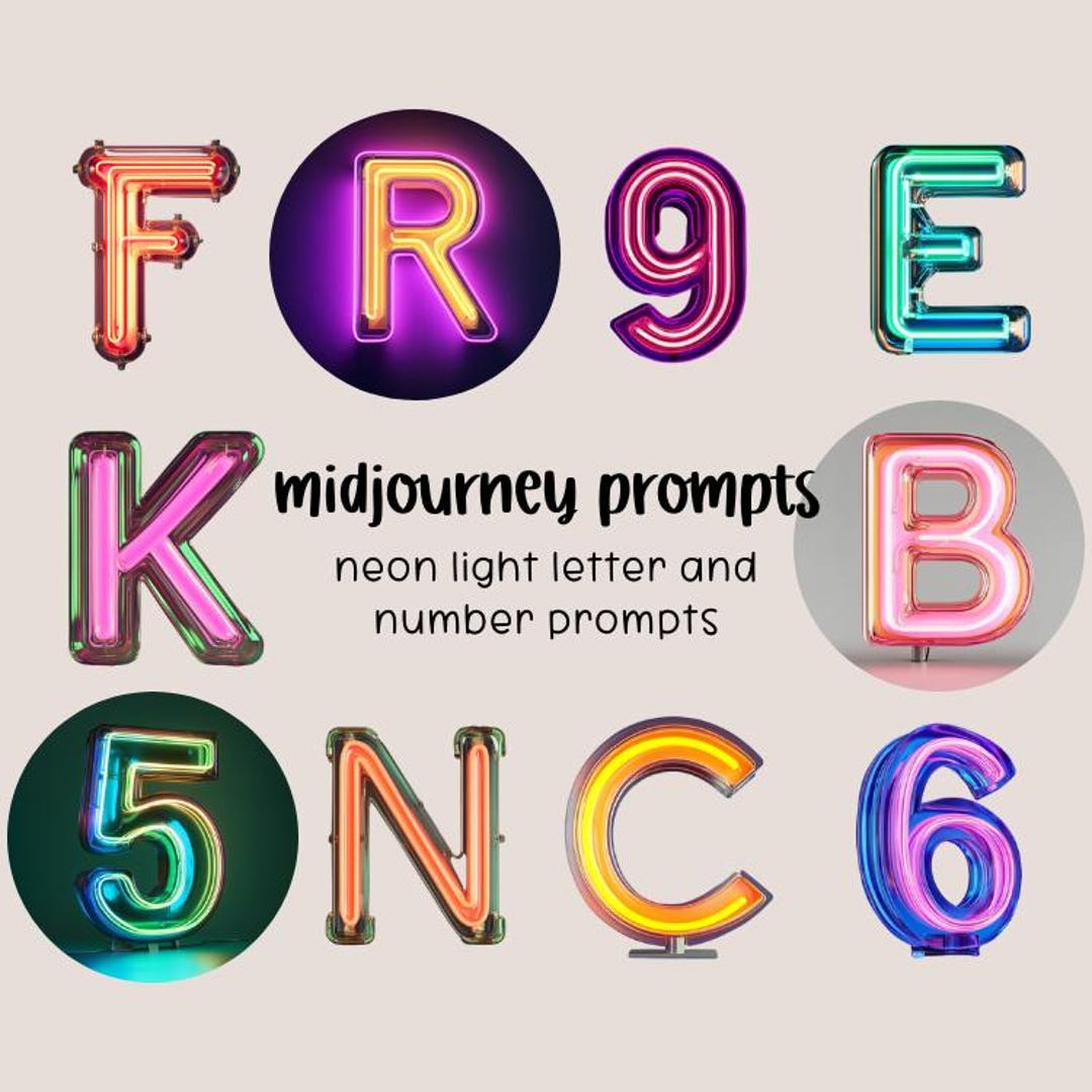 Midjourney AI Prompts for Neon Light Lettering - Etsy