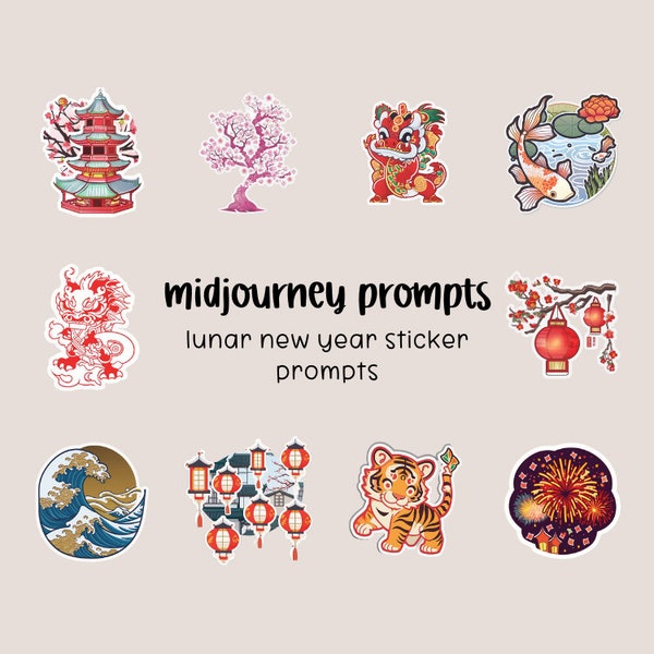 Midjourney AI Prompts for Lunar New Year Stickers