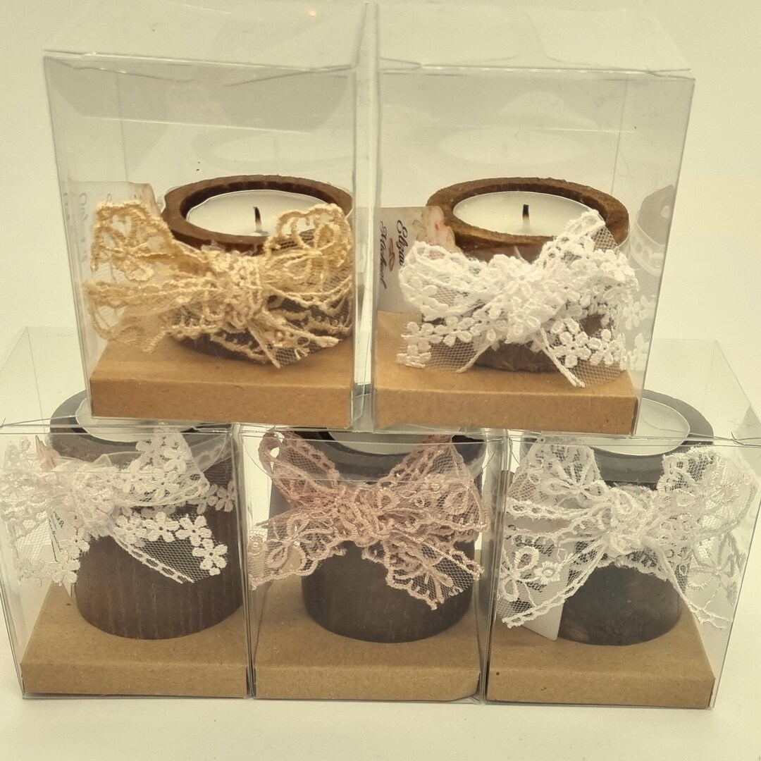 50 PCS Candle Set With Lacy Ribbon Wedding Favors for Guests in Bulk ...