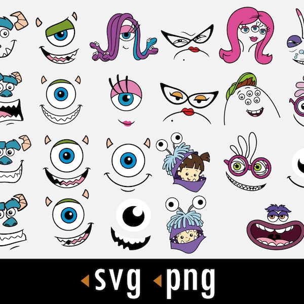 Monster SVG, Cute Monster Face Svg, Monster Png, Cut files for Cricut, instant download, COD060