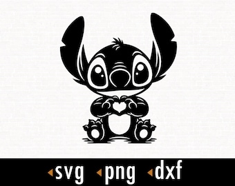 Stitch Love SVG, San Valentino Svg, Stitch Svg, Taglia file per Cricut e Silhouette, download istantaneo, COD085