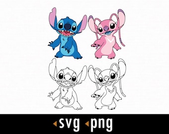 Stitch Love SVG, Angel Love SVG, Angel Stitch SVG, snijbestanden voor Cricut, SVG, PNG, direct downloaden, COD162