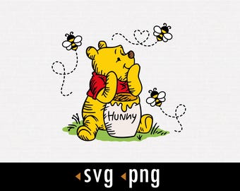 Honey Bear Svg, Hunny SVG, Honey Co Svg, Pooh Svg, Cut files for Cricut, Svg, png, instant download, COD132
