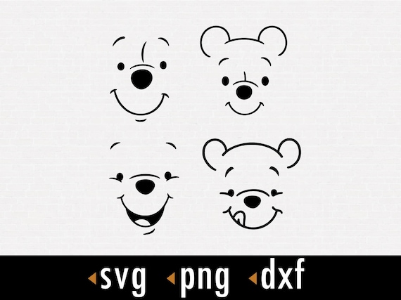Hunny SVG, Pooh Face Svg, Honey Bear Svg, Png, dxf, Cut files for Cricut and Silhouette, instant download, COD133