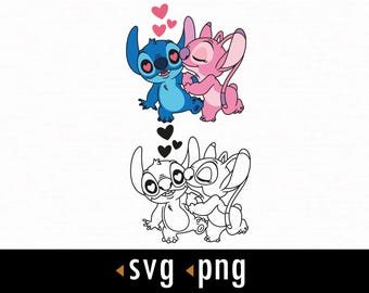 Stitch Valentijnsdag SVG, Engel SVG, Engel Liefde SVG, Snijbestanden voor Cricut, SVG, PNG, direct downloaden, COD163