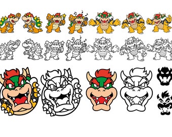 King Svg, Koopa Svg, Peaches Svg, Characters SVG, Cut files for Cricut, Svg, png, instant download, COD009