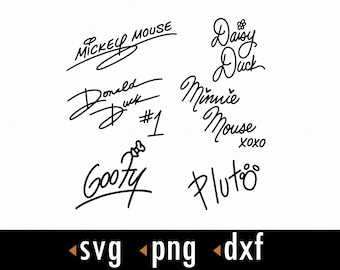 Mouse Friends Character Autograph Svg, Magical Mouse Signature Svg, Cut files for Cricut and Silhouette, instant download, COD153