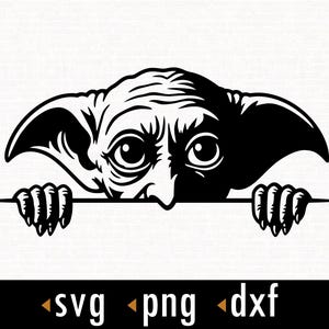 Puede incluir: Una ilustración en blanco y negro de una criatura con ojos grandes que mira por encima de una superficie blanca. La criatura tiene orejas puntiagudas y una nariz larga.