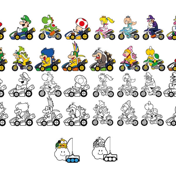 Racing Retro Games Linear, Characters SVG, Cut files for Cricut, Svg, png, instant download, COD006