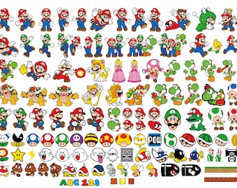 Clipart di giochi retrò, Super Game Svg, Personaggi SVG, File tagliati per Cricut, Svg, png, download istantaneo, COD001