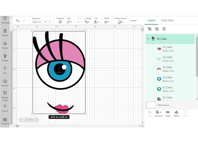 Puede incluir: Un dise&ntilde;o digital de un ojo de dibujos animados con pesta&ntilde;as rosas, un iris azul y un p&aacute;rpado rosa y blanco. El ojo mira hacia la derecha. Debajo del ojo hay una boca rosa sonriente.