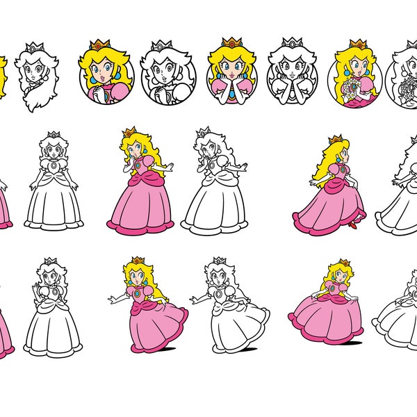 Princess Retro Games Svg, Princess Svg, Peach Svg, Characters SVG, Cut files for Cricut, Svg, png, instant download, COD010