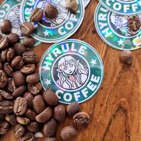 6 Hyrule Coffee Sticker 2 size Legend of Zelda for journal gift video game TOTK