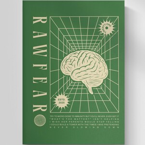 Rawfear Poster – Twenty One Pilots Inspired Wall Art | Brain Aesthetic Print | Mental Health Quote | Alt-Rock Decor | Breach Album Green