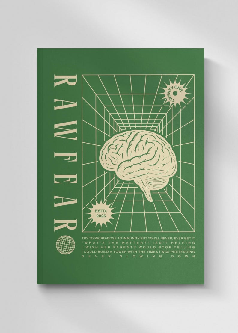 Rawfear Poster – Twenty One Pilots Inspired Wall Art | Brain Aesthetic Print | Mental Health Quote | Alt-Rock Decor | Breach Album Green