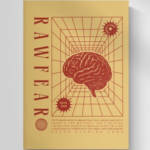 Rawfear Poster – Twenty One Pilots Inspired Wall Art | Brain Aesthetic Print | Mental Health Quote | Alt-Rock Decor | Breach Album Orange