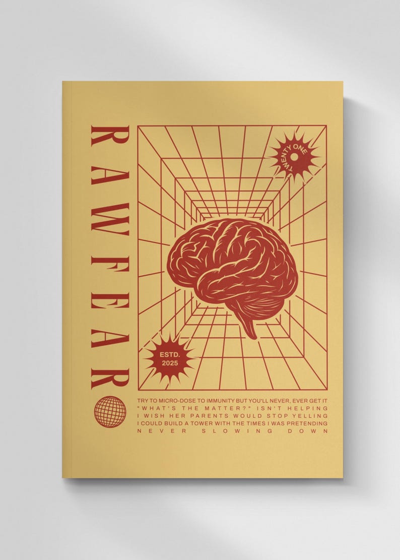 Rawfear Poster – Twenty One Pilots Inspired Wall Art | Brain Aesthetic Print | Mental Health Quote | Alt-Rock Decor | Breach Album Orange