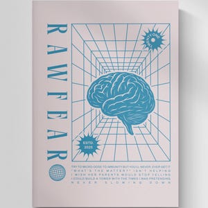 Rawfear Poster – Twenty One Pilots Inspired Wall Art | Brain Aesthetic Print | Mental Health Quote | Alt-Rock Decor | Breach Album Blue