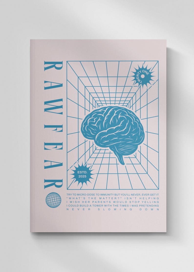 Rawfear Poster – Twenty One Pilots Inspired Wall Art | Brain Aesthetic Print | Mental Health Quote | Alt-Rock Decor | Breach Album Blue