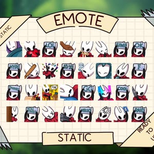 Paquete de gestos Hornet de Hollow Knight (32), gestos Silksong de Hollow Knight, gestos de Twitch y Discord / Paquete de gestos para streamers