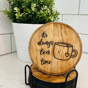 Laser Engraved Tea Drink Coasters Etsy Laser Engraved Tea Drink Coasters Etsy