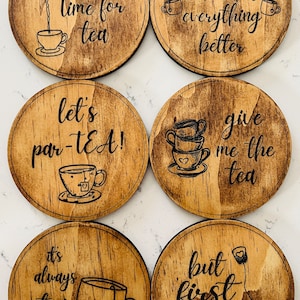 Laser Engraved Tea Drink Coasters Etsy Laser Engraved Tea Drink Coasters Etsy