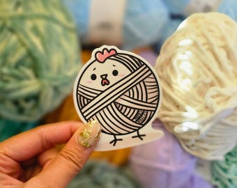 Yarn Chicken Matte Sticker: Crochet, Knitting, Fiber Arts Gift